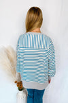 Bailey Striped Oversized Knit Top - Blue/Ivory