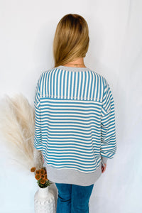 Bailey Striped Oversized Knit Top - Blue/Ivory