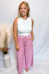 Evie Wide Leg Terry Knit Pants - Pink