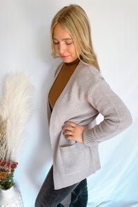 Keeping Cozy Chenille Knit Cardigan - Heathered Mocha