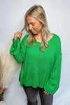 Lucky Me Pullover Knit Sweater - Green