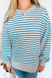 Bailey Striped Oversized Knit Top - Blue/Ivory