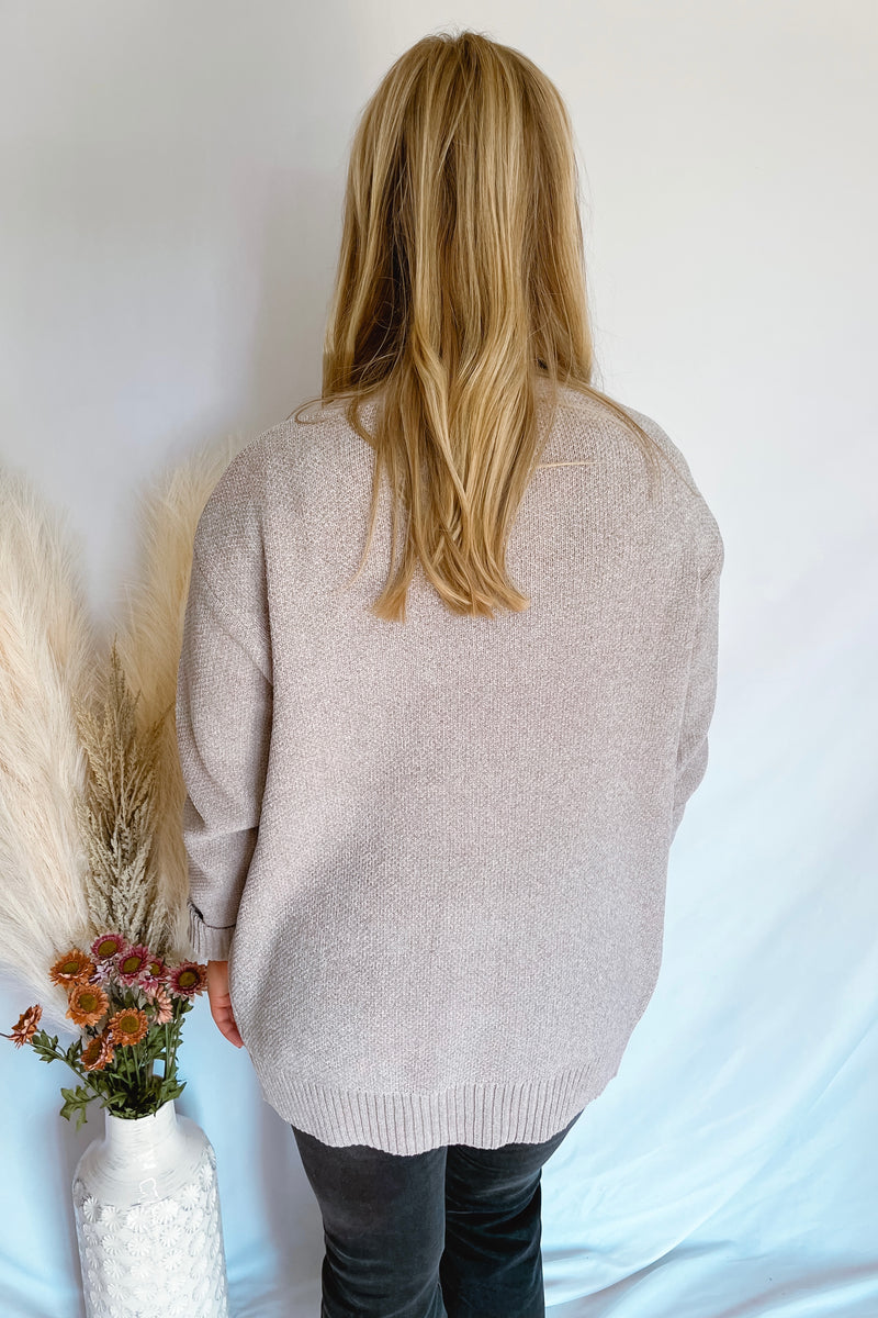 Keeping Cozy Chenille Knit Cardigan - Heathered Mocha