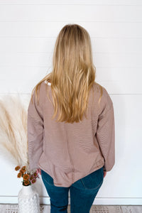 Kendall Striped Long Sleeve Top - Brick