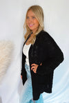 Layers Of Love Cable Knit Cardigan - Black