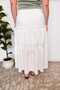 Tea Party Tiered Eyelet Maxi Skirt - White