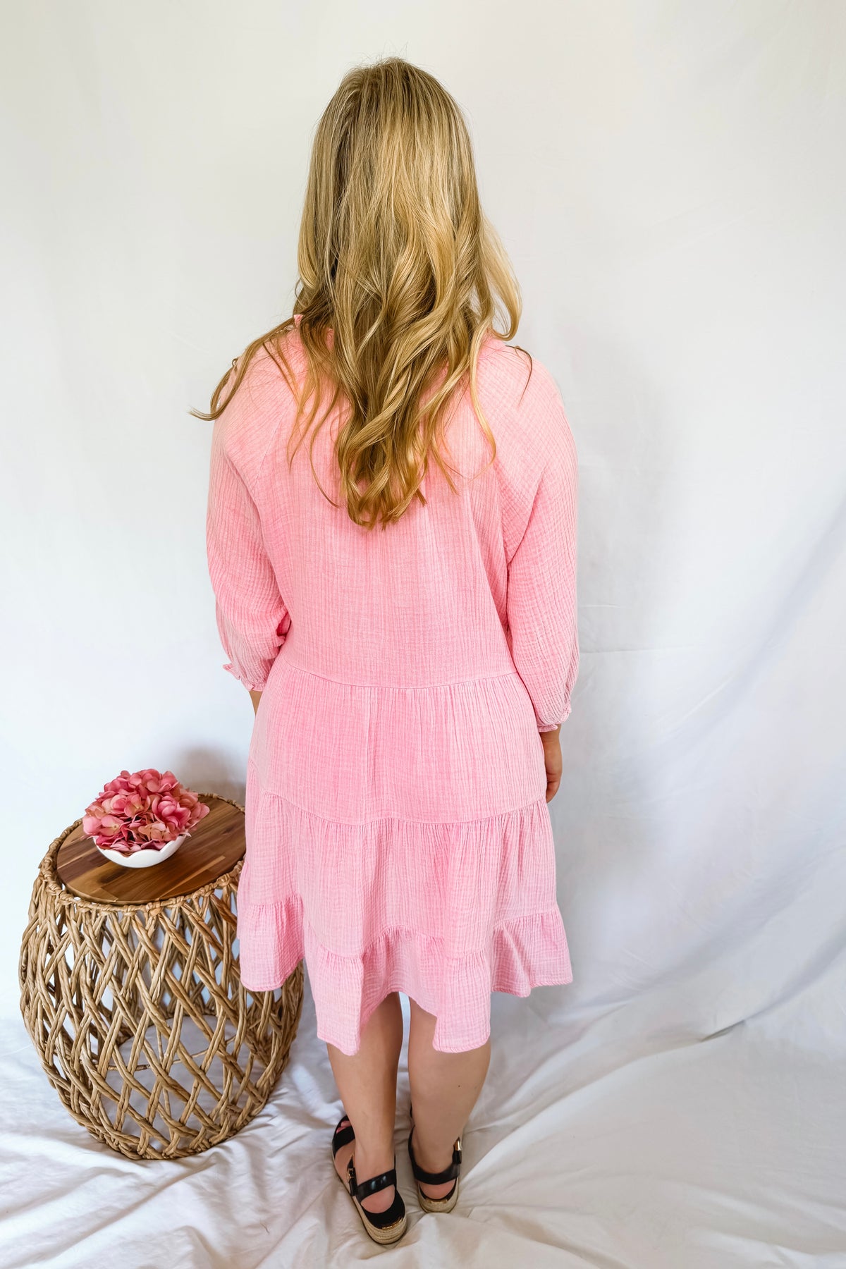 Blessed Days Tiered Mini Dress - Pink