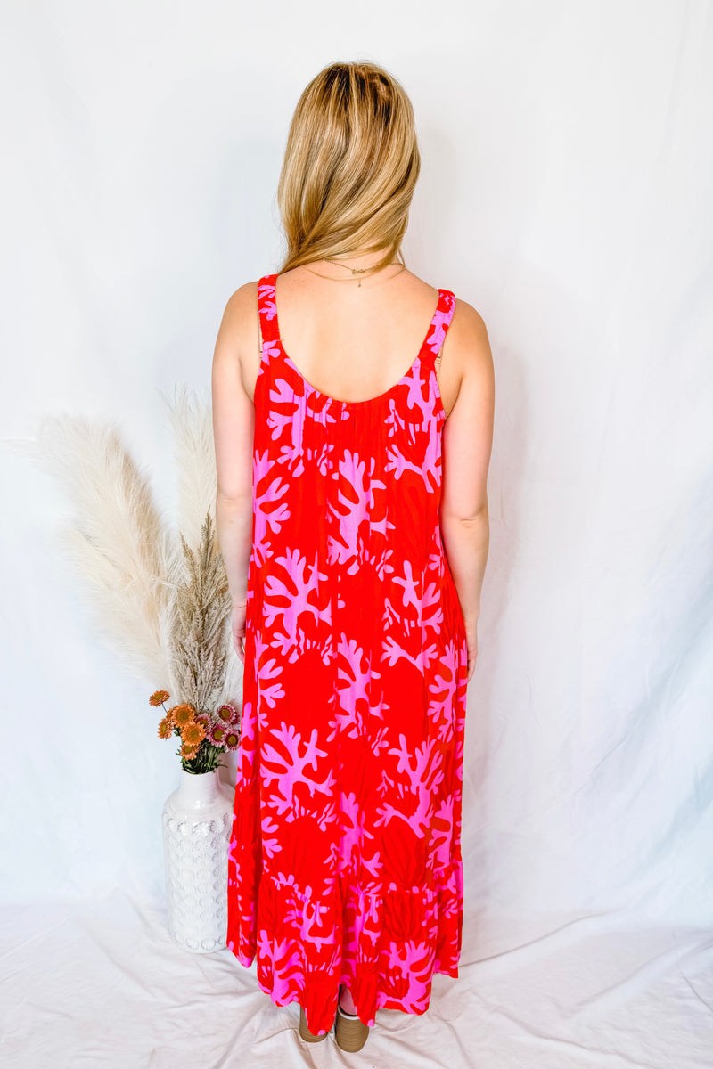 Feeling Hot Print Maxi Dress - Orange Mix