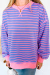 Bailey Striped Oversized Knit Top - Lavender/Pink