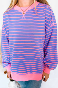 Bailey Striped Oversized Knit Top - Lavender/Pink