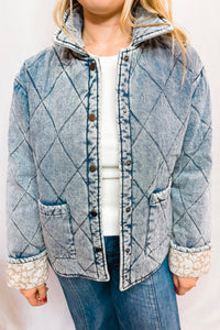 Brooklyn Quilted Denim Jacket - Medium Wash