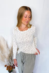 Dainty Delight Floral Lettuce Edge Top - Ivory/Blue