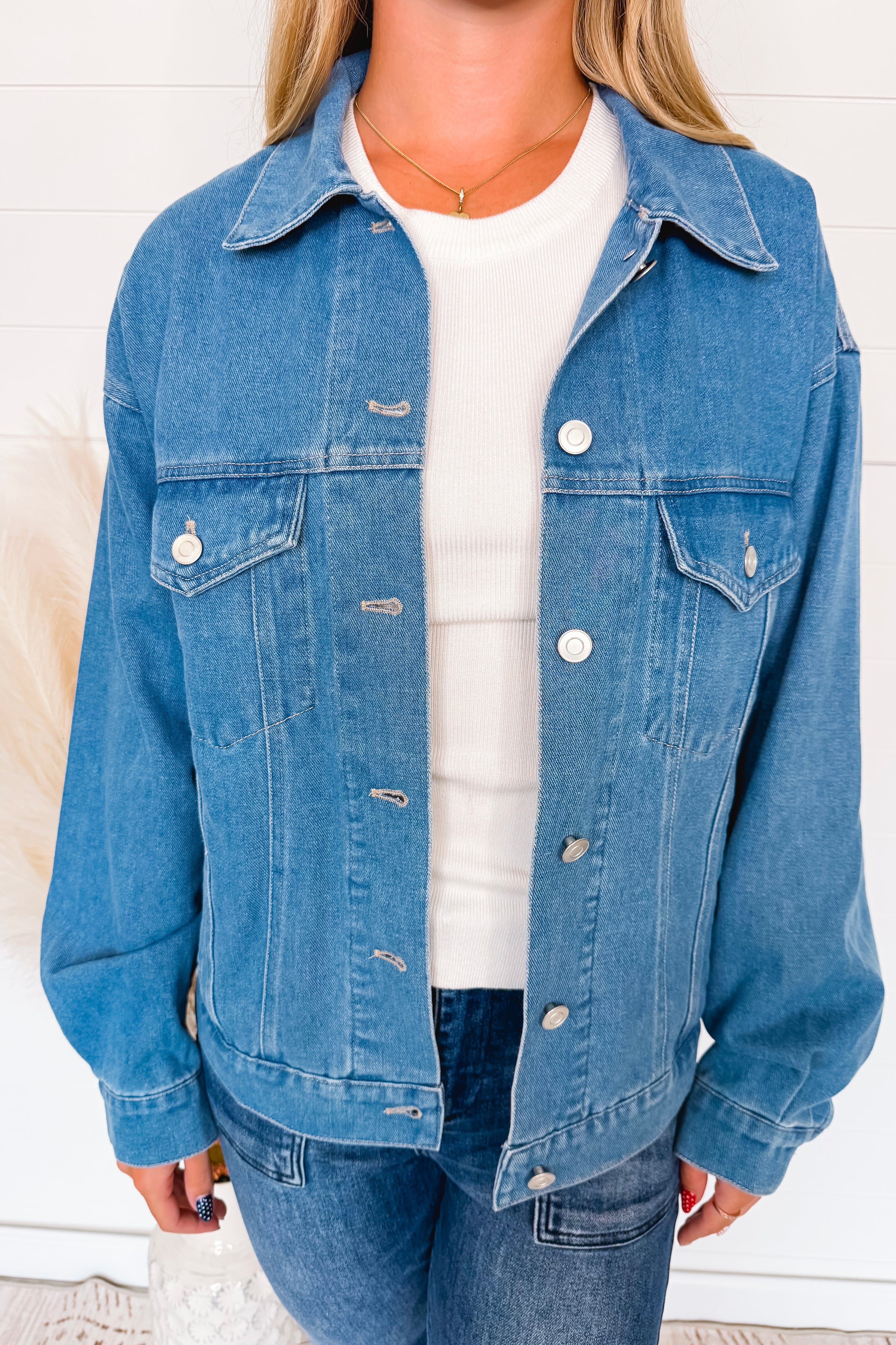 Davie Denim Trucker Jacket - Medium Wash