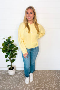 Sweet Breeze Lightweight Button Sweater - Butter Yellow