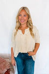 Having Fun Frayed Ribbed Top - Khaki
