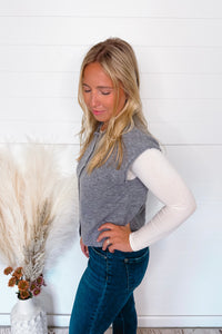 Boston Bistro Button Sweater Vest - Grey