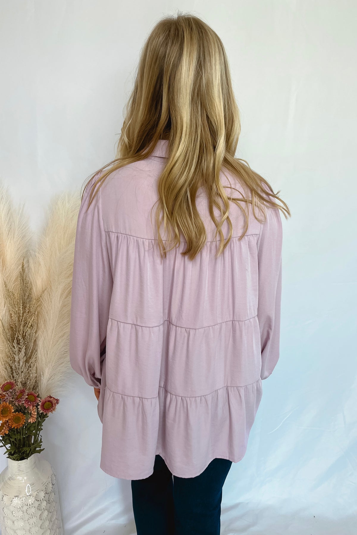 Simply Unforgettable Button Down Tiered Top - Lilac