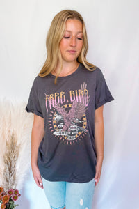 Free Bird Graphic Tee - Charcoal