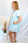 Sunkissed Button Down Tiered Mini Dress - Light Blue