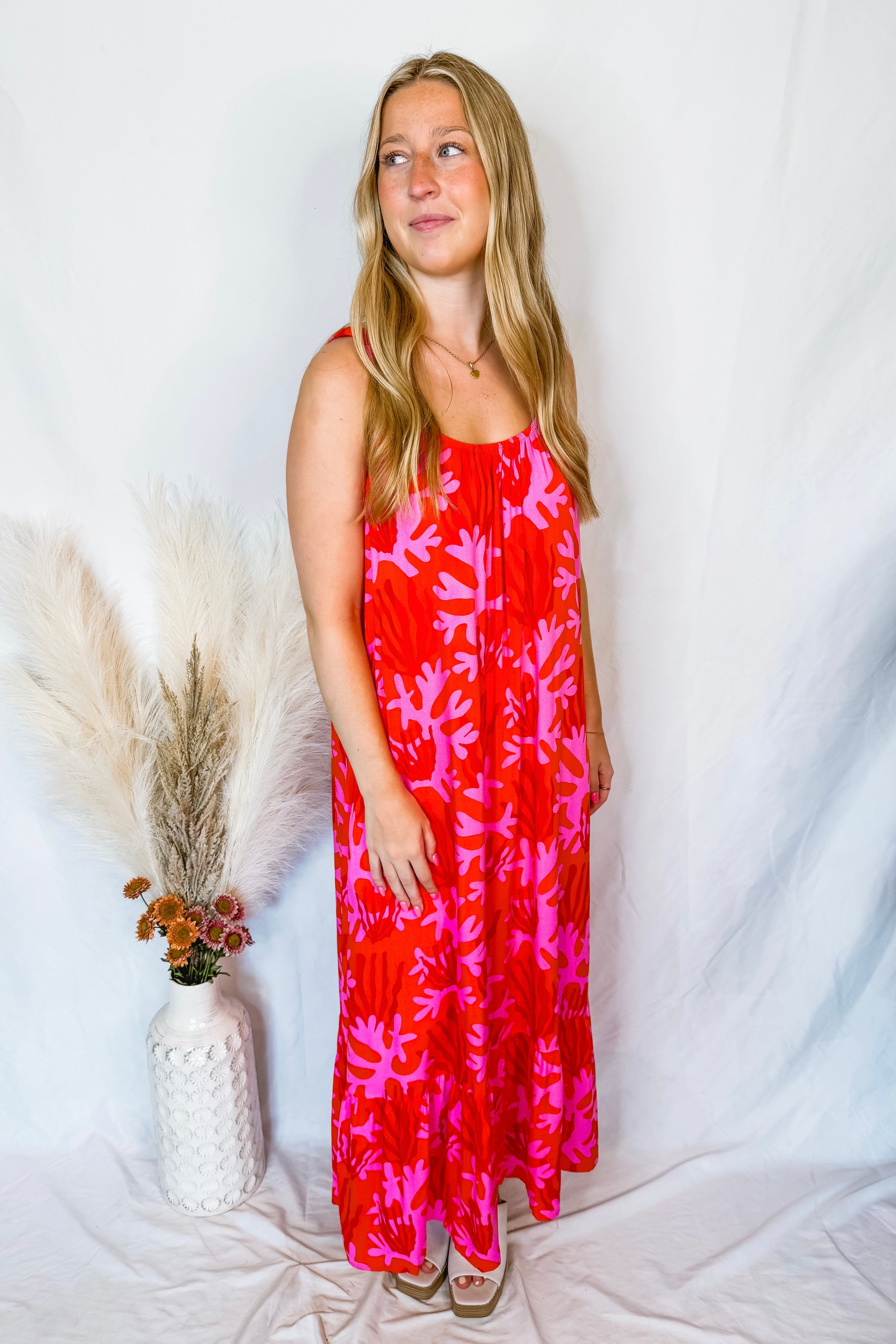 Feeling Hot Print Maxi Dress - Orange Mix