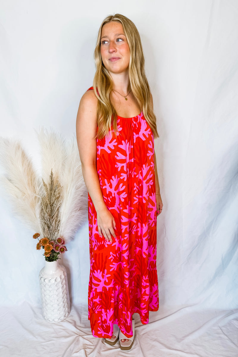 Feeling Hot Print Maxi Dress - Orange Mix