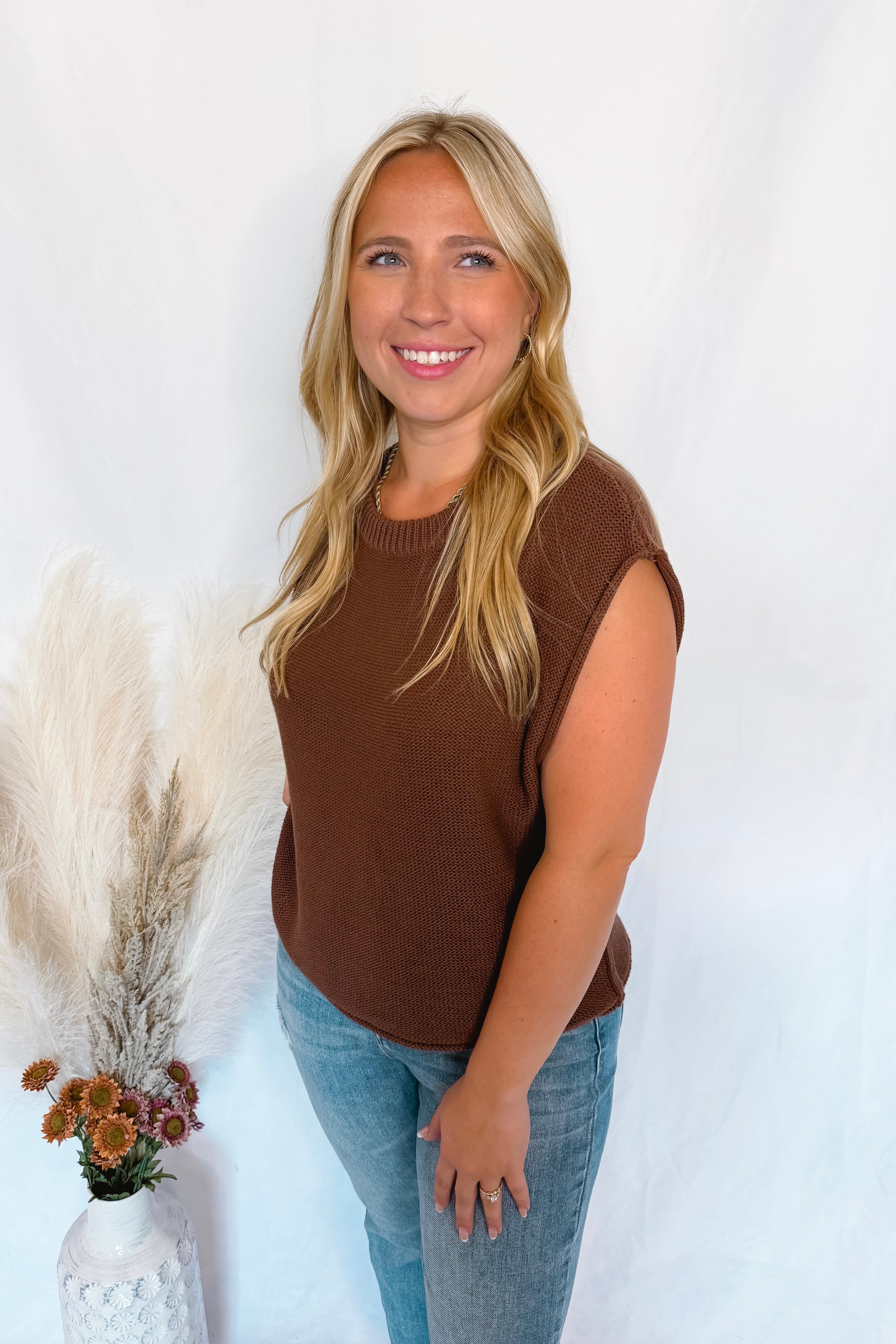 My Kinda Style Knit Sweater Vest - Brown