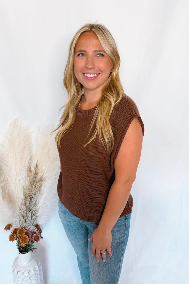My Kinda Style Knit Sweater Vest - Brown
