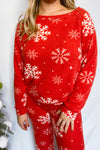 Snowed In Snowflake Lounge Pajama Set - Red