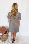 Harvest Cutie Gingham Front Bow Mini Dress - Brown