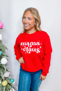 Mama Claus Christmas Crew Neck - Red