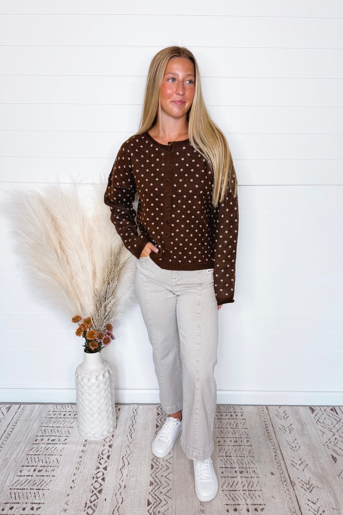 Sophie High Rise Wide Leg Risen Jeans - Almond