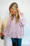 Simply Unforgettable Button Down Tiered Top - Lilac
