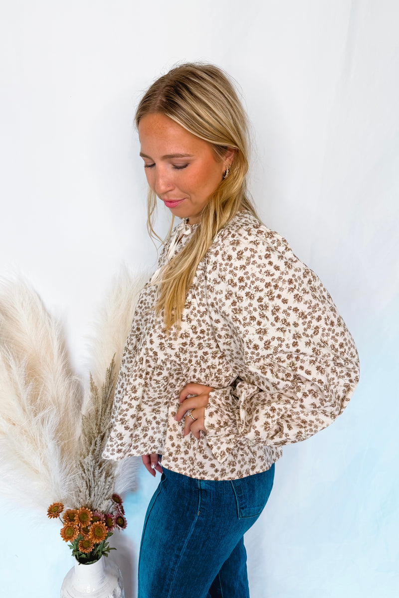 Little Bit Of Fall Peplum Blouse - Ivory
