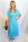 Bring On The Sunshine Floral Maxi Dress - Blue