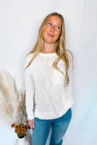 Cooler Nights Lightweight Knit Sweater - White