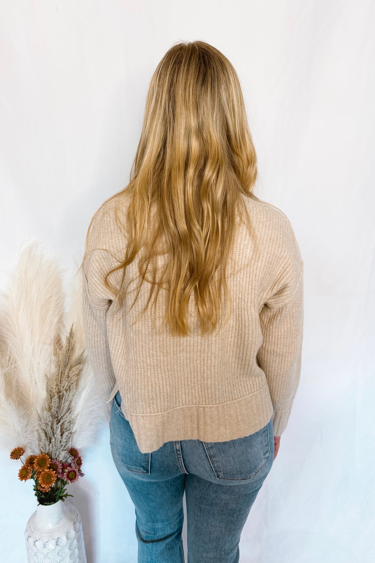 Boston Chill Ribbed Knit Sweater - Tan