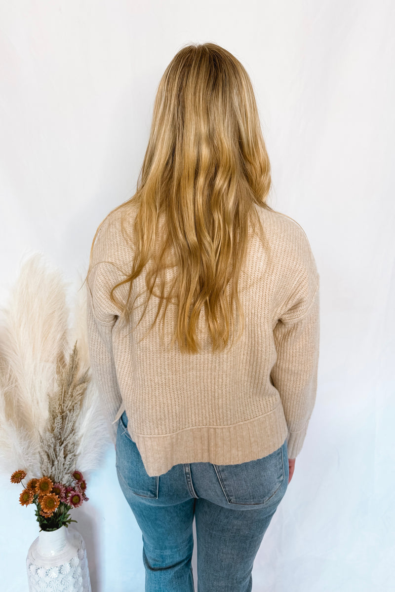 Boston Chill Ribbed Knit Sweater - Tan