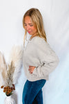 Frayed Flower Mineral Washed Crew Neck Top - Grey