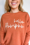 Hello Pumpkin Crew Neck Pullover - Rust