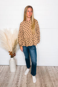 State Of Whimsy Polka Dot Blouse - Latte