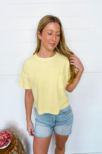 Simple And Sweet Ribbed Top - Butter Yellow