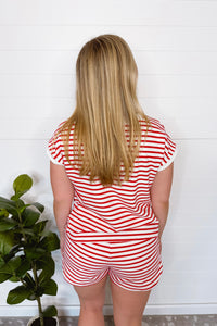 Firecracker Striped Contrast Top - White/Red