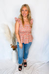 Brighter Days Smocked Floral Tank - Coral