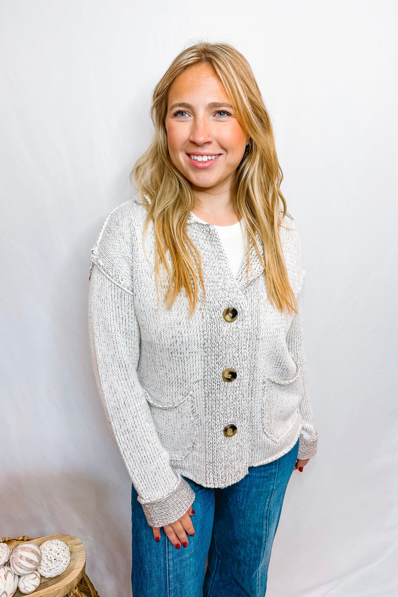 Cuddle Weather Chunky Knit Cardigan - Light Heather Grey