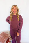 Casual Luxe Crew Neck Top - Plum