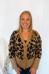 Meet For Lunch Leopard Button Cardigan - Caramel