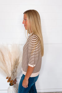 Warm Windy Days Striped Knit Top - Cream/Mocha