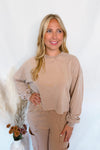 Crisp Leaves Mineral Washed Crew Neck Top - Taupe