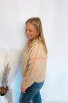 Staying Warm Sherpa Quarter Zip Pullover - Tan
