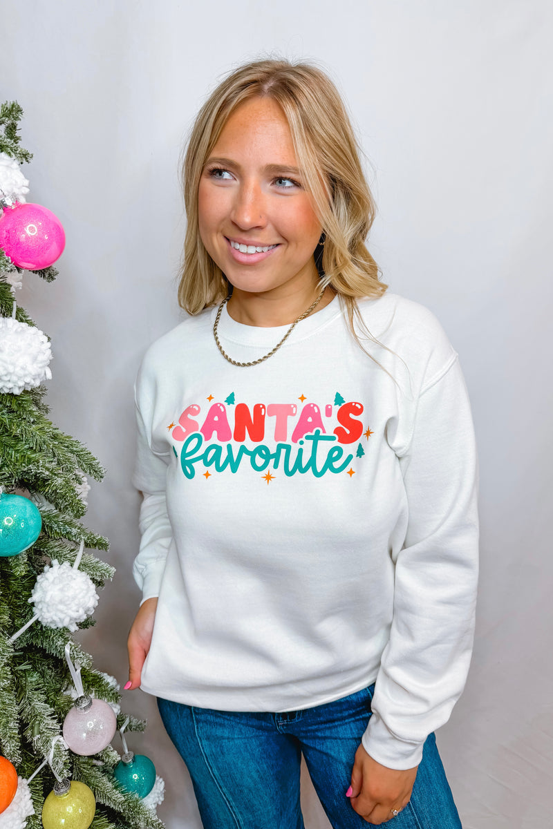 Santa's Favorite Crew Neck - White